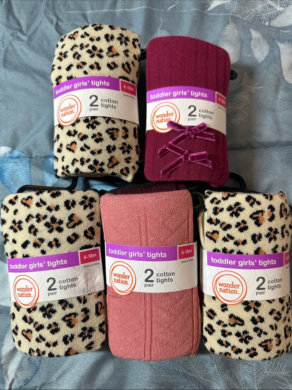NWT wonder nation Toddler Girls' Cotton Tights - 10 pair 6-18 mos